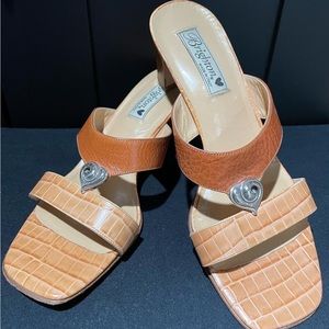Brighton Trista Leather Sandal Mule Heels Size 9.5
